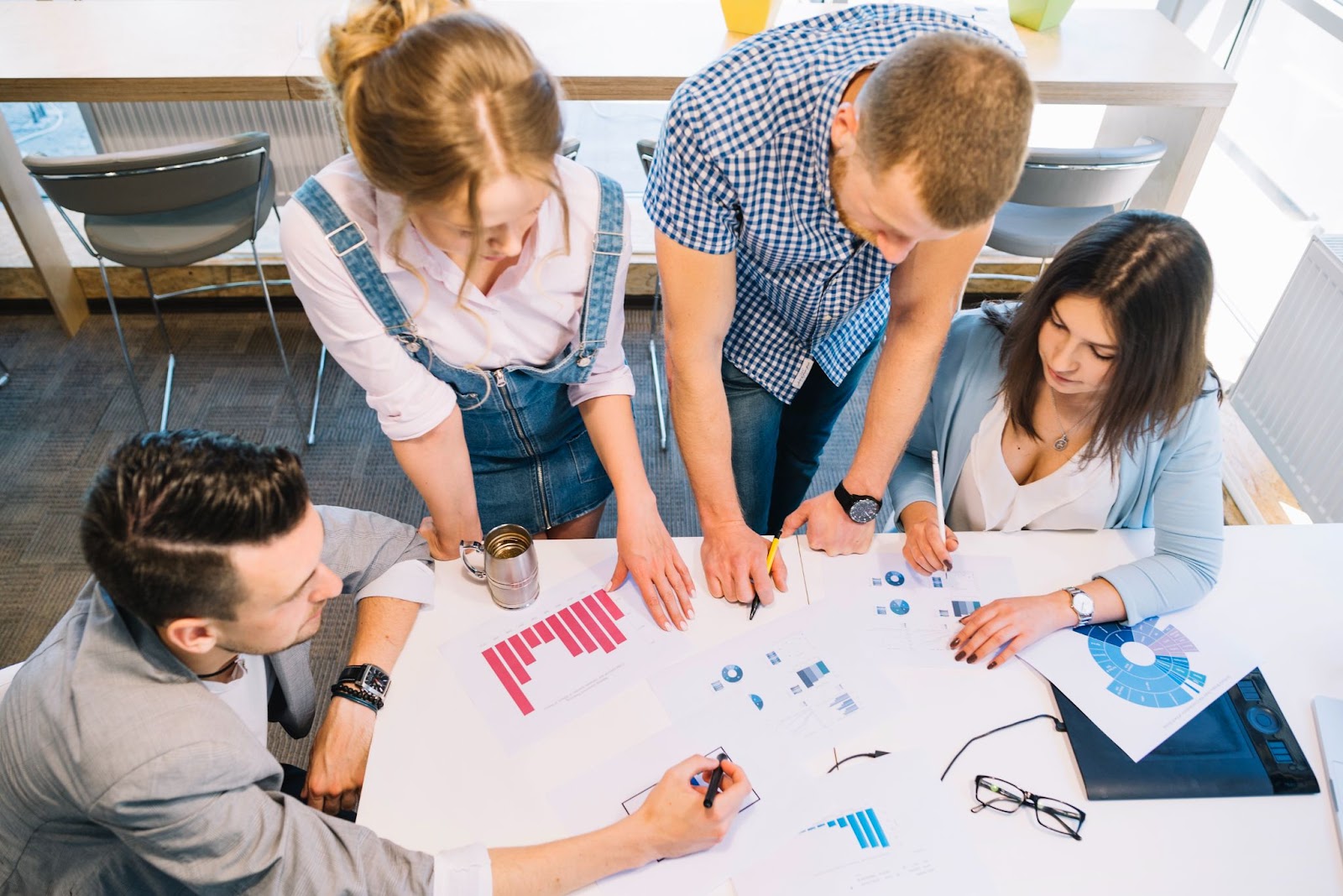 Project team discuss statistics